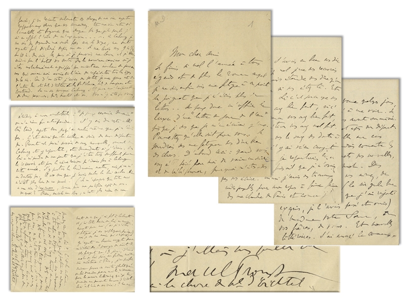 Marcel Proust Autograph Letter Signed From 1909 While Writing ''In Search of Lost Time'' -- ''...the novel that I have finally begun so tires out my wrist that I no longer write letters...''